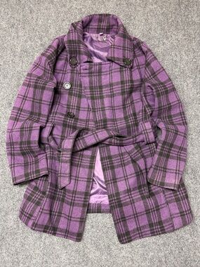 Vintage 90s Purple Belted Blazer Womens Statement Jacket